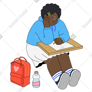 A young woman writes a test PNG, SVG