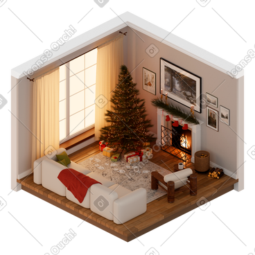 3D Rooms Style Vector Illustrations in PNG and SVG