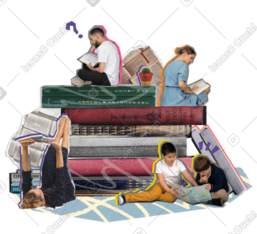 People of different ages reading PNG, SVG