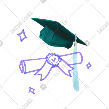 Graduation cap and diploma certificate PNG, SVG