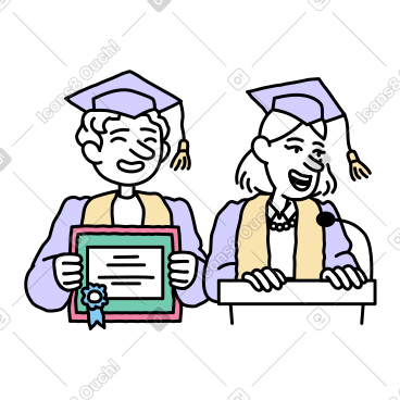 A young man and a young woman graduating  PNG, SVG