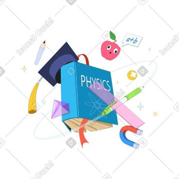 Stationery and physics book for education PNG, SVG