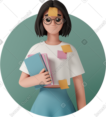 Busy female student PNG, SVG