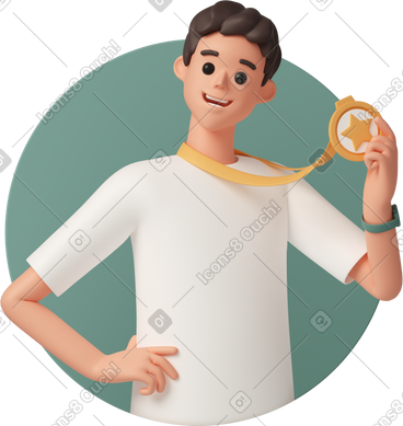 Avatar of man holding medal PNG, SVG