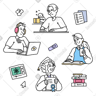 Education, people learning new skills  PNG, SVG