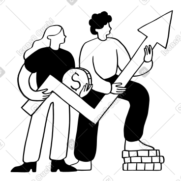 People with graph showing financial growth PNG, SVG