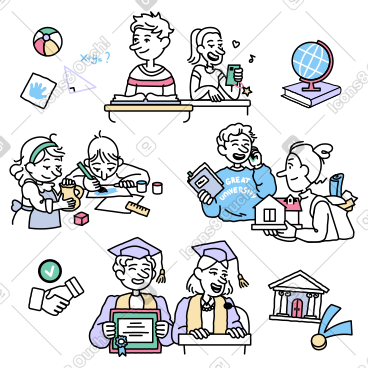 Stages of people's education PNG, SVG