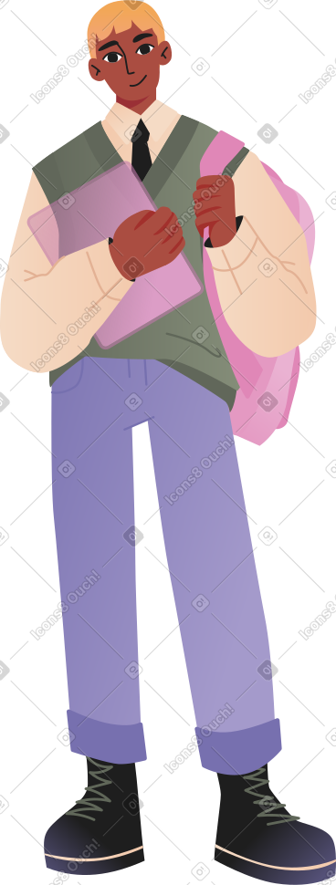 Student with backpack and textbook PNG, SVG