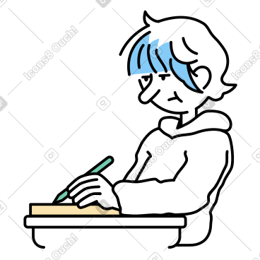 Teenage girl writing something PNG, SVG